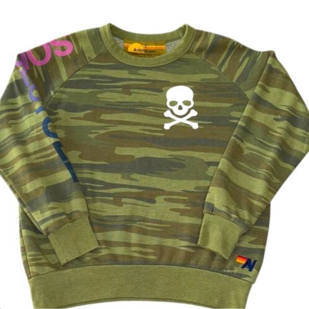 Aviator Nation Green Camo Sweater